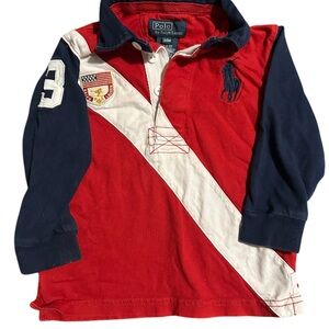 Polo by Ralph Lauren long-sleeve rugby Polo Boys 24M Red White Navy Striped